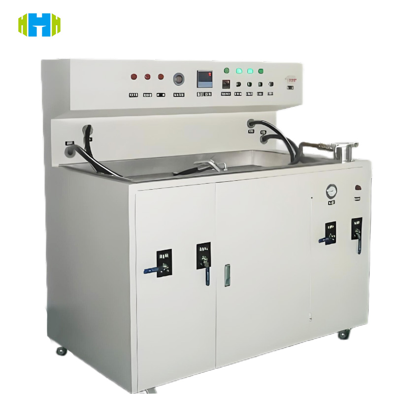 Side view of air conditioner condenser evaporator water content test bench